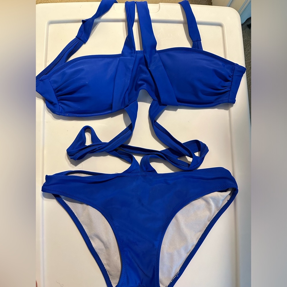 SHEIN Large Bathing Suit halter top tie